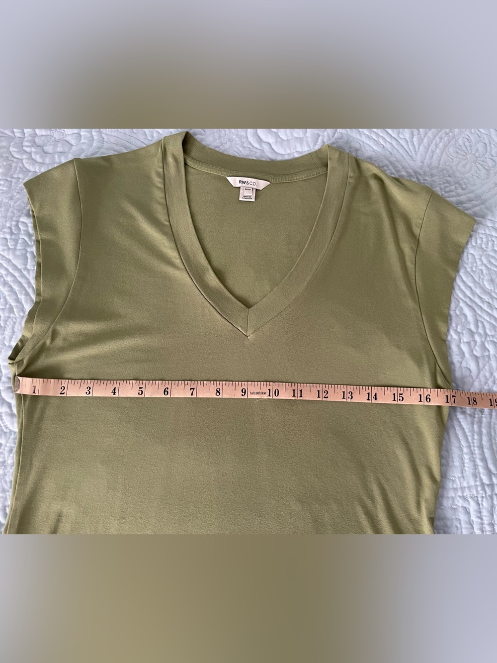 RW&CO. Olive Green V-Neck Short Sleeve Tee - Picture 4 of 5